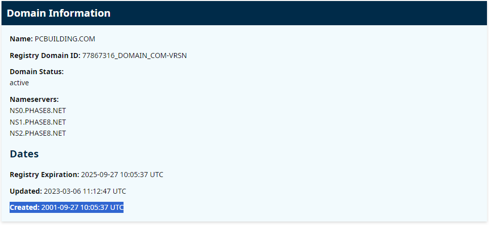 ICANN response of a registered domain